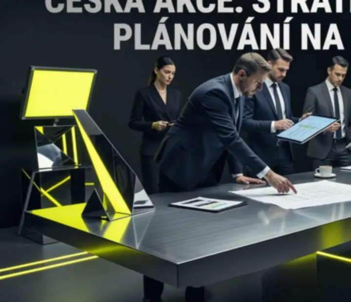 Dynamická scéna plánování večerní akce Bohemorix u dlouhého stolu s dekoracemi